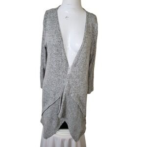 ALYX size S womens cardigan open front gray flutter sleeve ribbed tiered